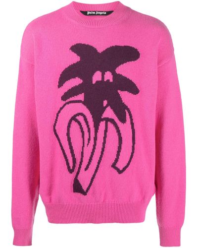Palm Angels Jimmy Intarsia-knit Jumper - Pink