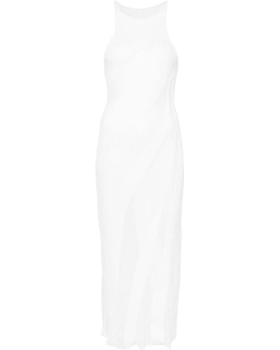 Isa Boulder Fuzzy Knitted Midi Dress - White