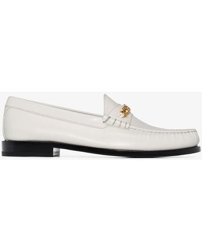 Celine Triomphe Flat Leather Loafers - White
