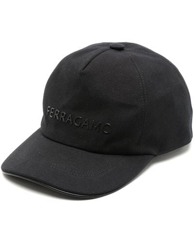 Ferragamo Logo-rubberised Cotton Cap - Black