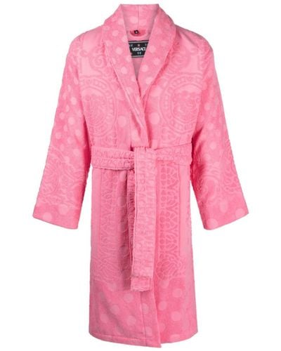 Versace Barocco-print Terry-cloth Robe - Pink