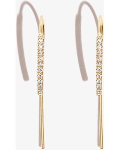 Zoe Chicco 14k Yellow Bar Threader Diamond Earrings - White