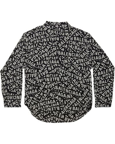 Balenciaga Logo-print Long-sleeve Shirt - Black