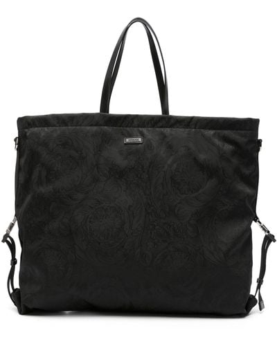 Versace Neo Nylon Jacquard Tote Bag - Black