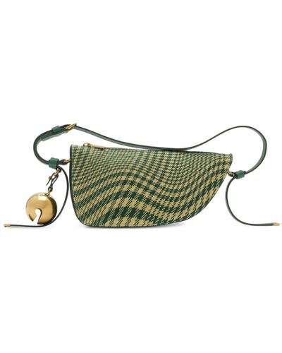 Burberry Shield Houndstooth Shoulder Bag - Green