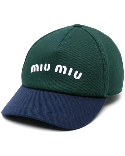 Miu Miu Logo-embroidery Baseball Hat - Women's - Cotton - Green