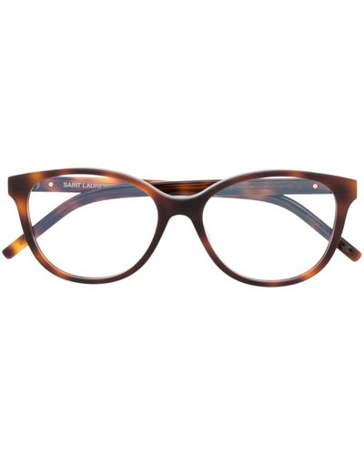 Saint Laurent Tortoiseshell Round Frame Glasses - Women's - Acetate - Brown