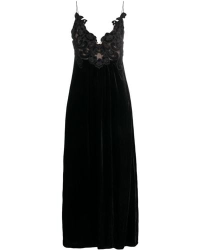 Zimmermann Floral-embellished Velvet A-line Dress - Black