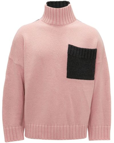 JW Anderson Two-tone High-neck Jumper - Pink