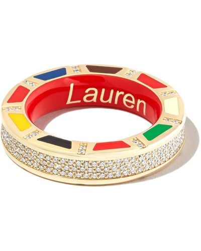 Lauren Rubinski 14k Yellow Gold Diamond Enamel Ring - Red