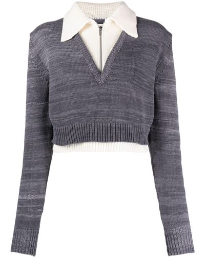 Elleme Layered Cropped Sweater - Gray