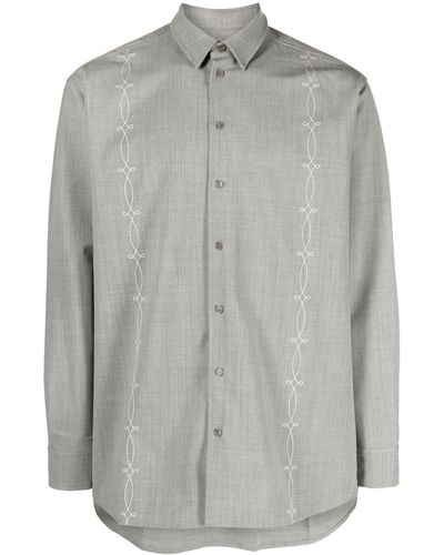 Soulland Damon Embroidered Shirt - Grey