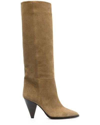 Isabel Marant 90Mm Suede Cone-Heel Boots - Natural