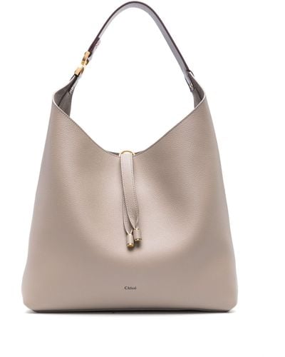 Chloé Marcie Leather Shoulder Bag - Gray