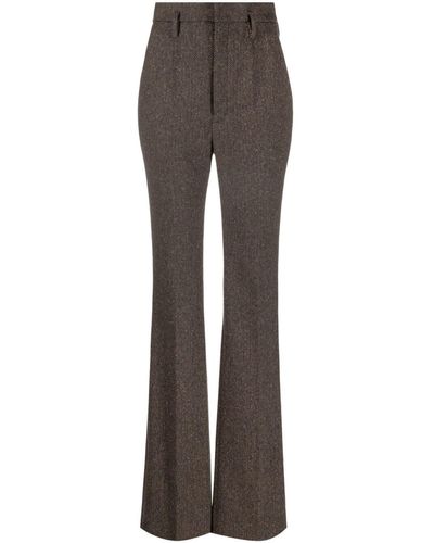 Saint Laurent Herringbone-pattern Flared Pants - Gray