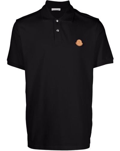 Moncler Logo-patch Cotton Polo Shirt - Black