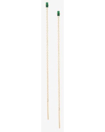 Lizzie Mandler 18k Yellow Gold Floating Thread Emerald Earrings - Metallic