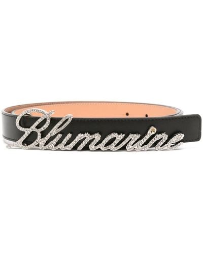 Blumarine Logo-lettering Leather Belt - Black