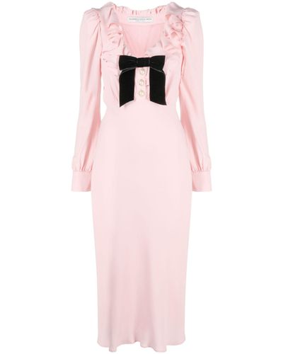 Alessandra Rich Ruffled Midi Dress - Pink