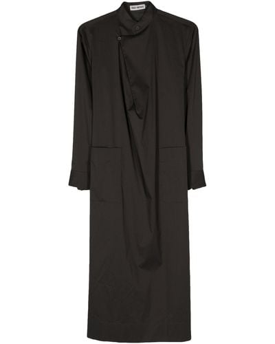 Issey Miyake Draped Midi Dress - Women's - Nylon/polyurethane/cotton - Black