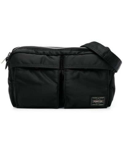 Porter-Yoshida and Co Logo Patch Shoulder Bag - Unisex - Fabric - Black
