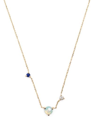 Wwake 14k Yellow Three-step Opal And Diamond Necklace - Women's - 14k Plated Brass - Metallic