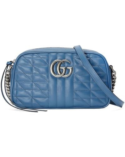 Gucci gg Marmont Mini Leather Camera Bag - Blue
