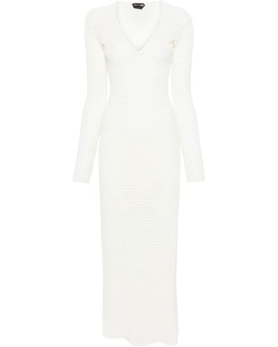 Tom Ford Pointelle-knit Maxi Dress - White