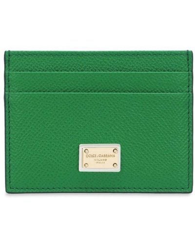 Dolce & Gabbana Dauphine Leather Card Holder - Green