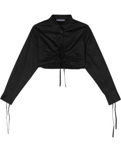 ANDREADAMO Andreādamo - Gathered Cropped Shirt - Women's - Cotton/polyamide/elastane/viscosepolyester - Black