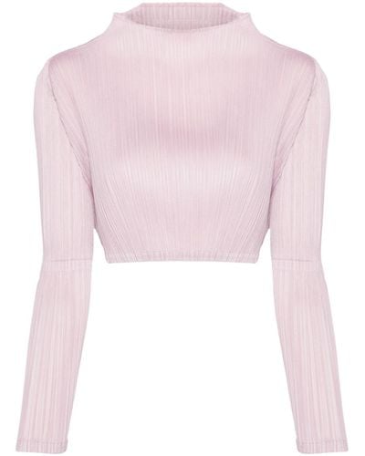 Pleats Please Issey Miyake Plissé Cropped Top - Pink