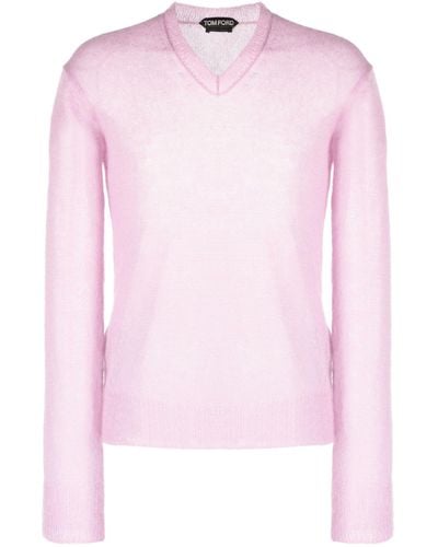 Tom Ford Semi-sheer Mohair-blend Sweater - Pink