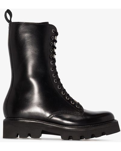 Grenson Black Mavis Lace-up Leather Boots