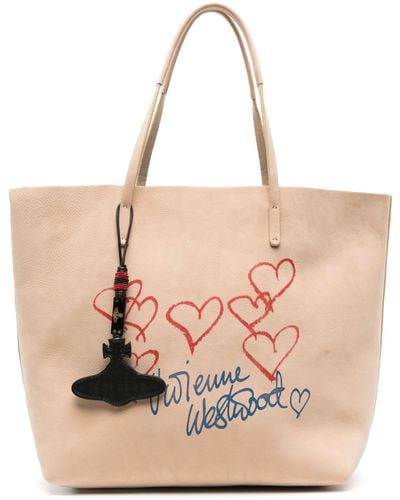 Vivienne Westwood Neutral Studio Logo-print Tote Bag - Pink