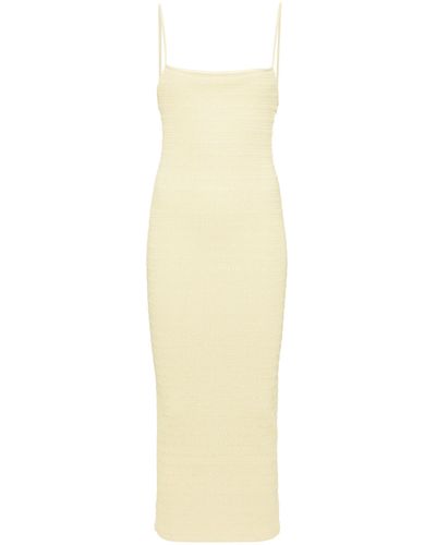 Nanushka Barra Smocked Midi Dress - White