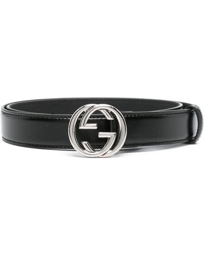 Gucci Interlocking G Leather Belt - Black
