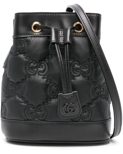 Gucci GG Matelassé Bucket Bag - Black