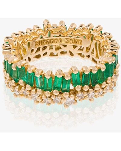 Suzanne Kalan 18k Yellow Gold Emerald And Diamond Eternity Ring - Women's - Diamond/emerald/18kt Yellow Gold - White