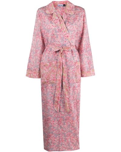 RIXO London Marta Floral Print Robe - Women's - Cotton - Pink