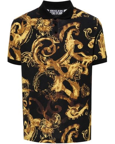 Versace Watercolour Couture Polo Shirt - Black