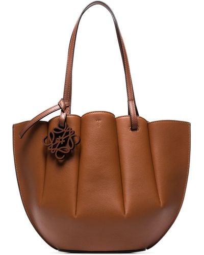 Loewe Small Shell Tote Bag - Women's - Leather - Brown