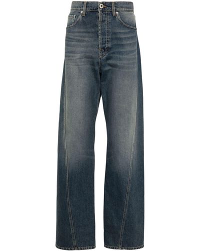 Lanvin Whiskering-effect Straight-leg Jeans - Blue