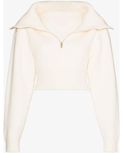 Jacquemus Risoul Merino Wool Layered Crop Sweater - White