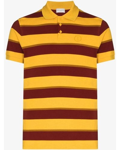 Saint Laurent Striped Cotton Polo Shirt - Men's - Cotton - Yellow