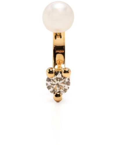 Delfina Delettrez 18k Yellow Micro Pearl And Diamond Single Stud Earring - White