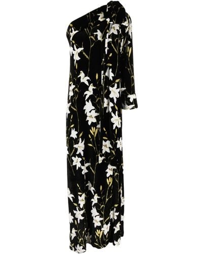 BERNADETTE Nel Floral-print One-shoulder Maxi Dress - Women's - Viscose/silk - Black