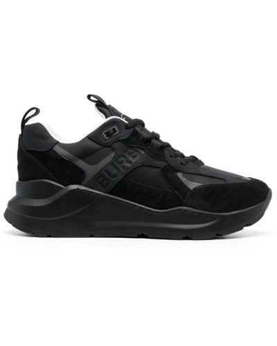 Burberry Men Leather And Suede Trainer - Black