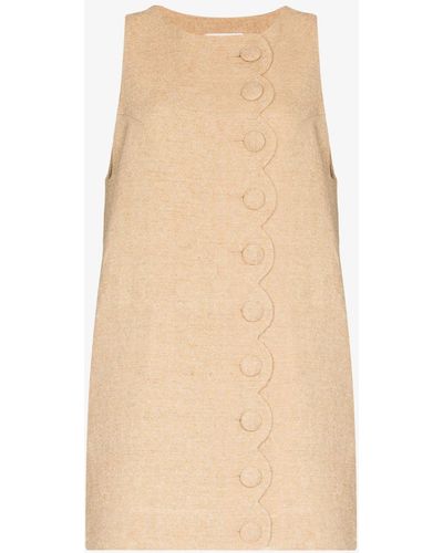 Lisa Marie Fernandez Scallop Placket Mini Dress - Natural