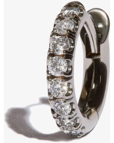 Spinelli Kilcollin 18k White Gold Mini Micro Diamond Single Hoop Earring - Men's - Diamond/18kt White Gold/ Rhodium - Black