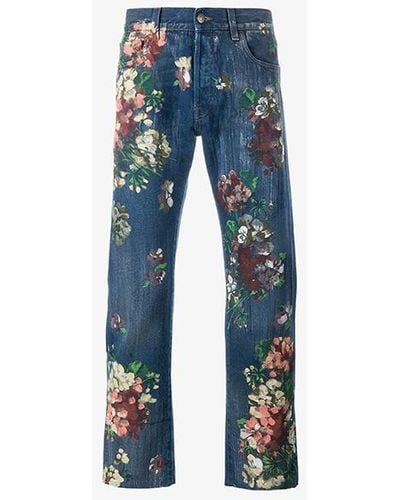 Gucci Floral Painted Jeans - Multicolour